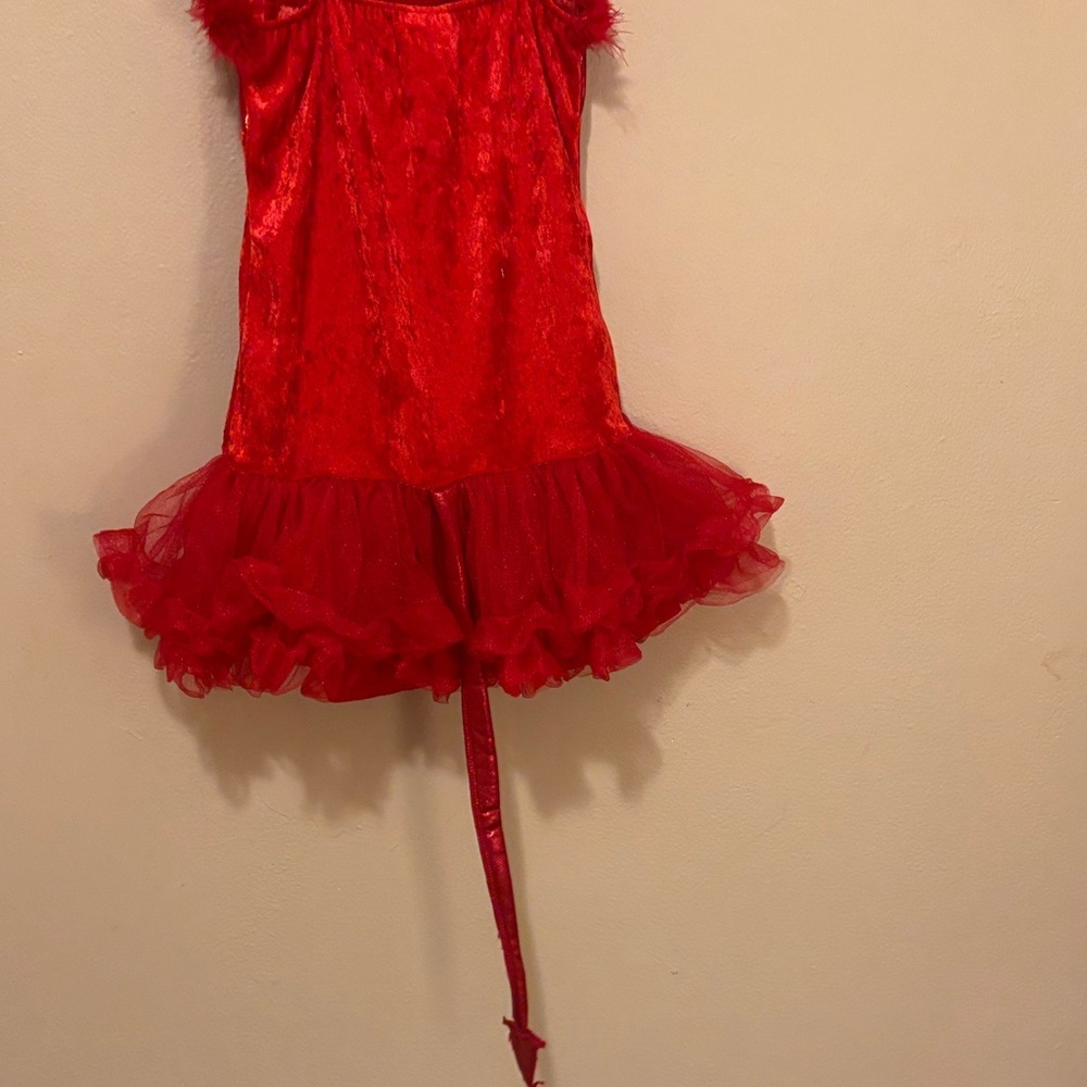 Spirit Red Dance Costume with Fur Trim - Picture 3 of 4